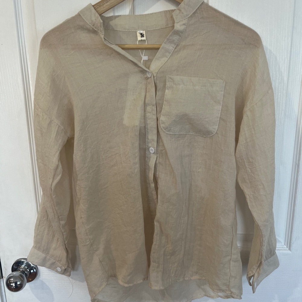 NWT Light Beige Button-Up Shirt, L
